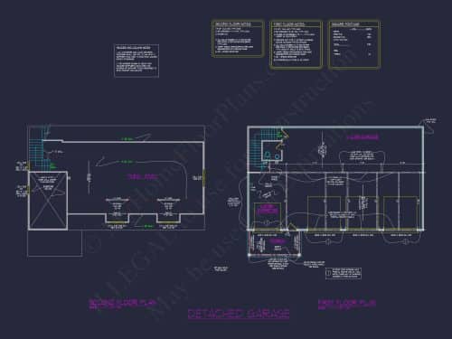 3-Car Garage CAD Home Plans with Living Space & Unique Design