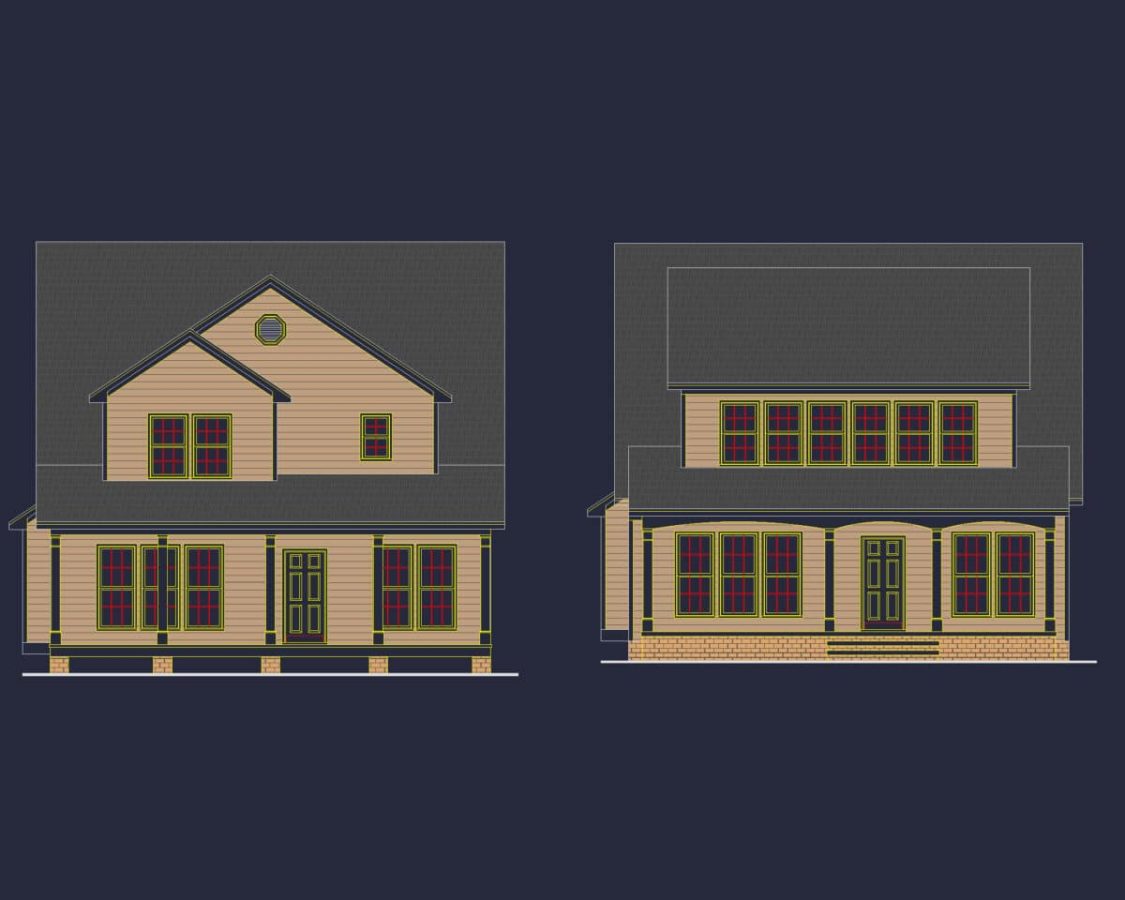 Craftsman Home Plan with Spacious Floor Designs and CAD Blueprint