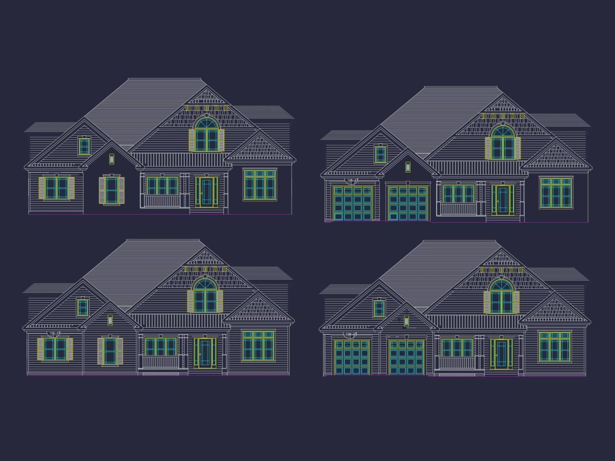 Elegant 3-Story House Plan with Vaulted Ceilings and CAD Blueprints