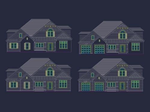 Elegant 3-Story House Plan with Vaulted Ceilings and CAD Blueprints