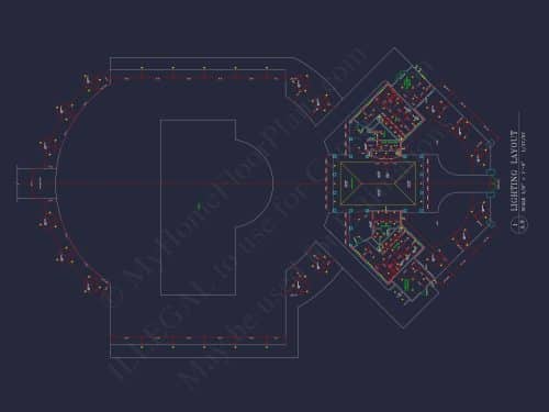 94' Wide Clubhouse Floor Plan – Architectural CAD Blueprints