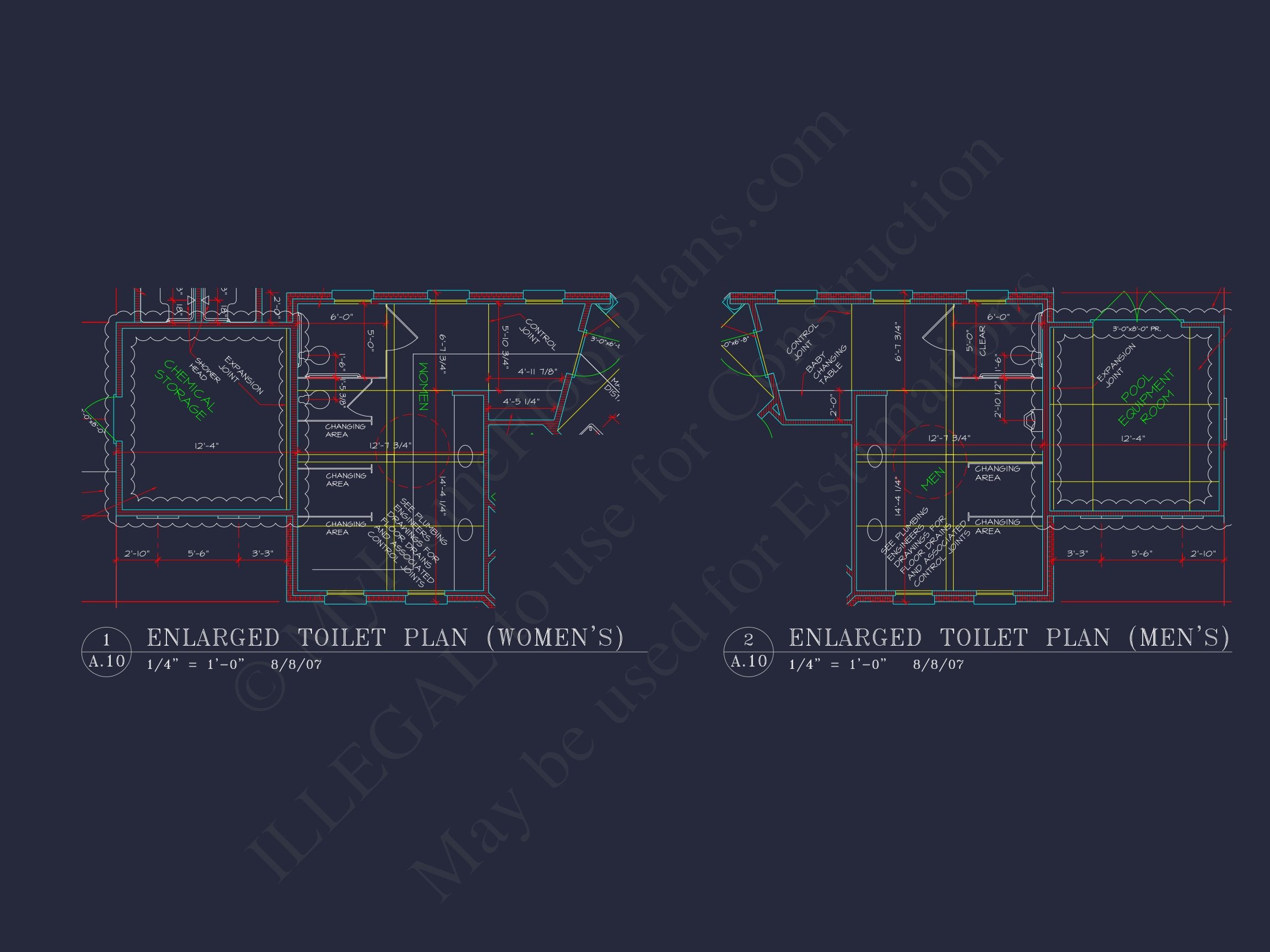 94' Wide Clubhouse Floor Plan – Architectural CAD Blueprints