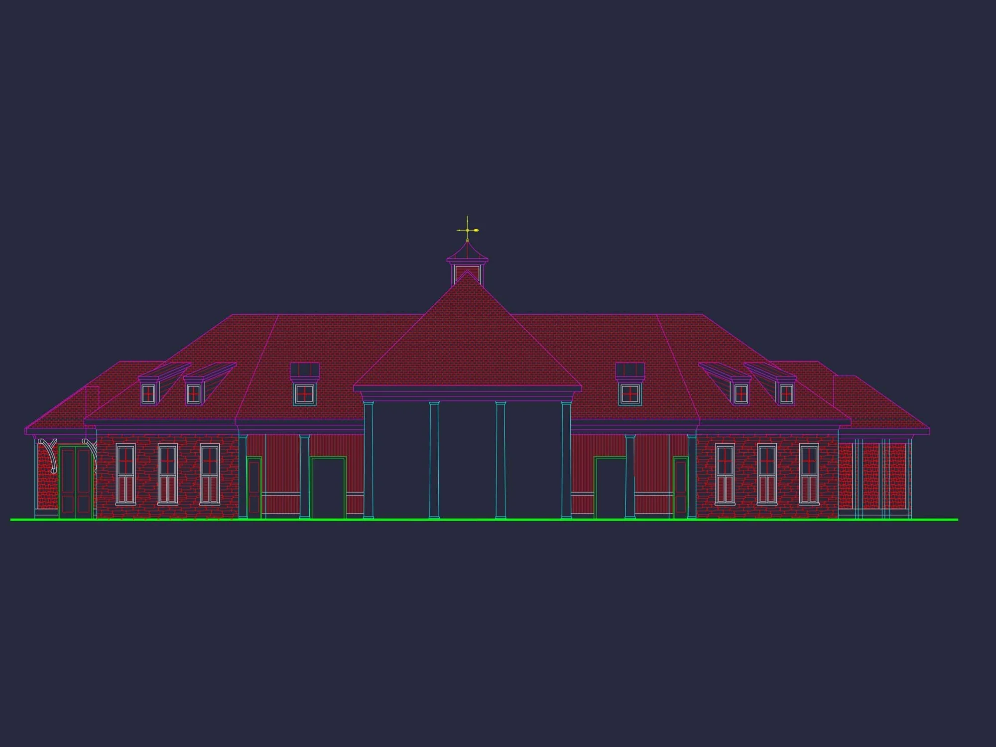 94' Wide Clubhouse Floor Plan – Architectural CAD Blueprints