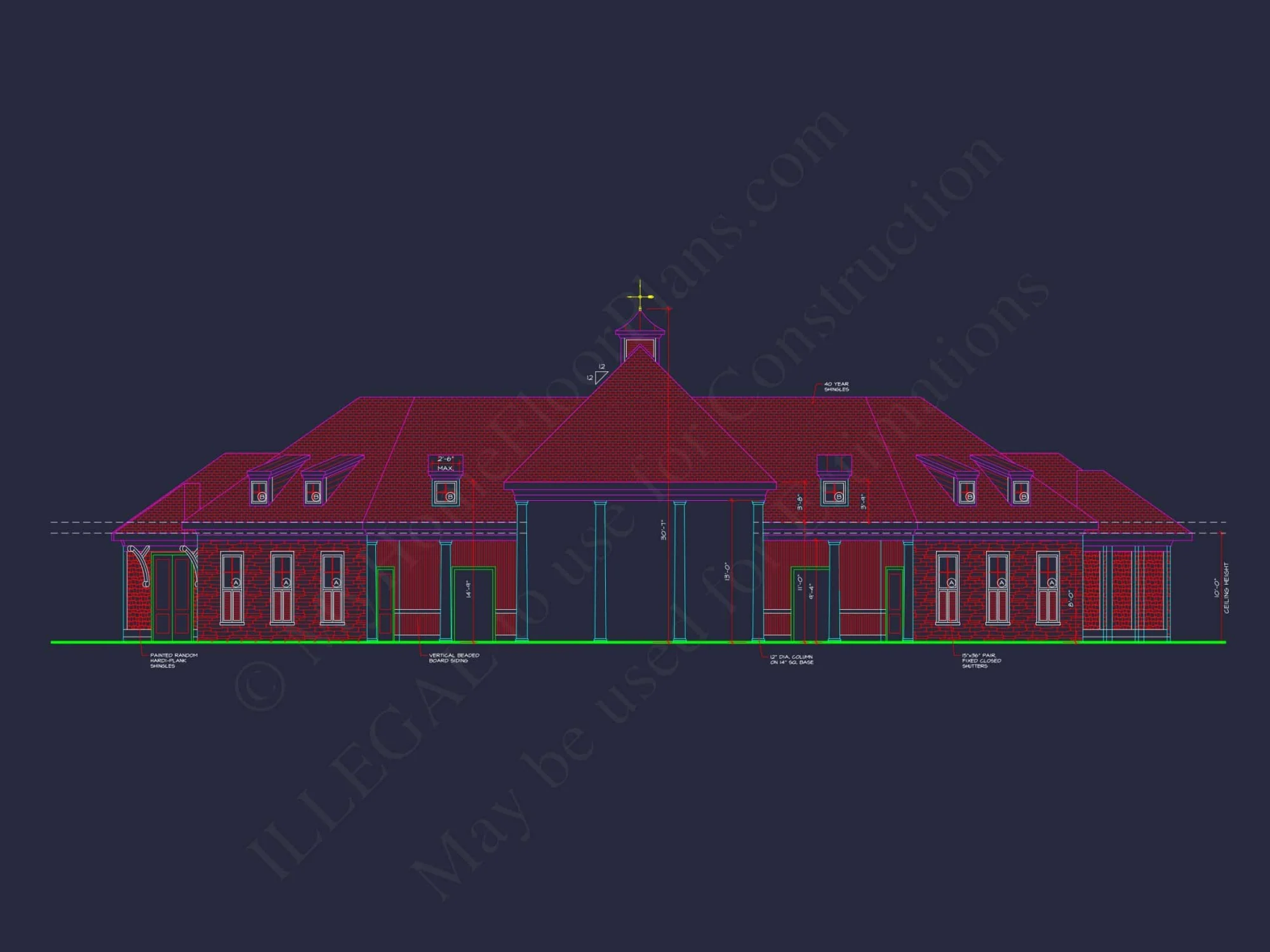 94' Wide Clubhouse Floor Plan – Architectural CAD Blueprints