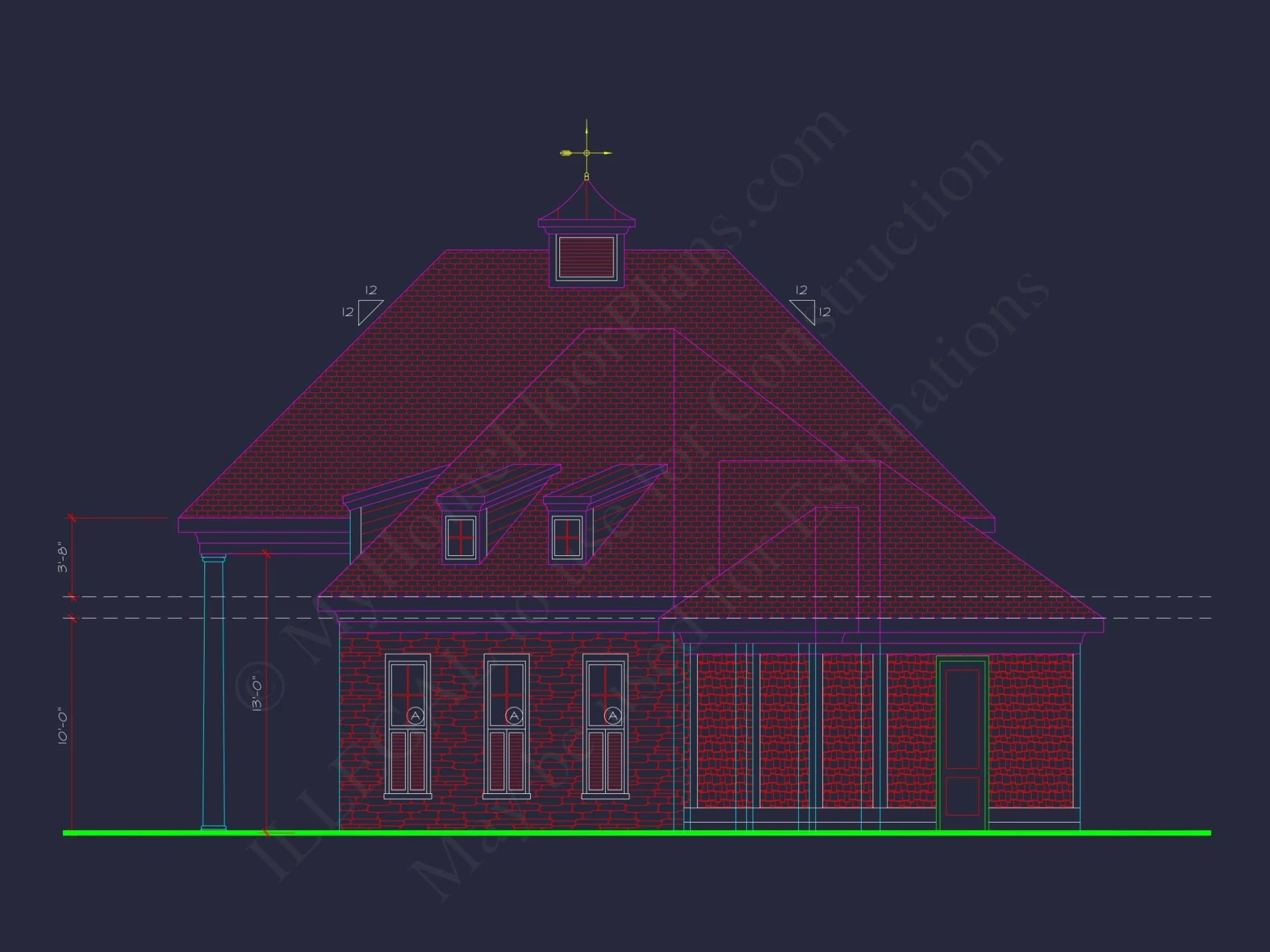 94' Wide Clubhouse Floor Plan – Architectural CAD Blueprints