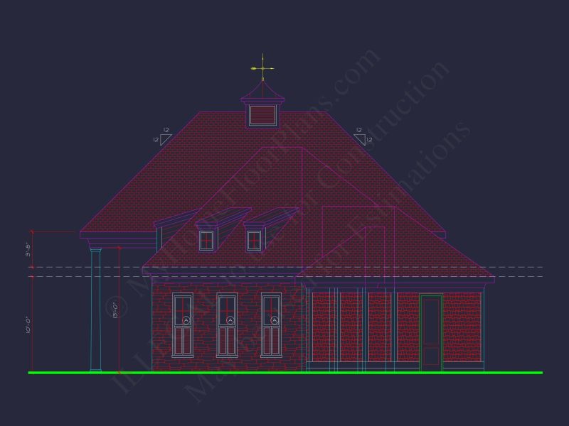 94' Wide Clubhouse Floor Plan – Architectural CAD Blueprints