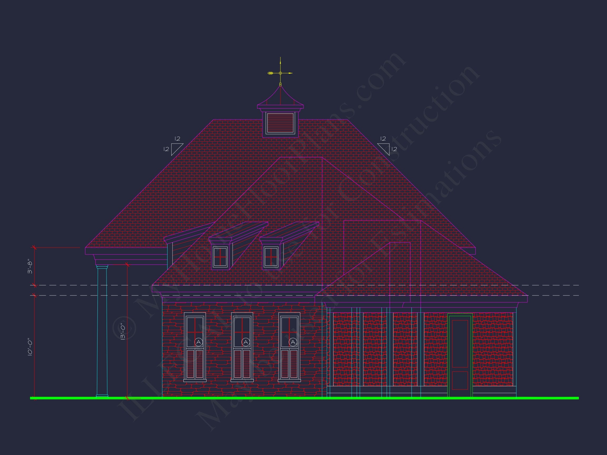 94' Wide Clubhouse Floor Plan – Architectural CAD Blueprints