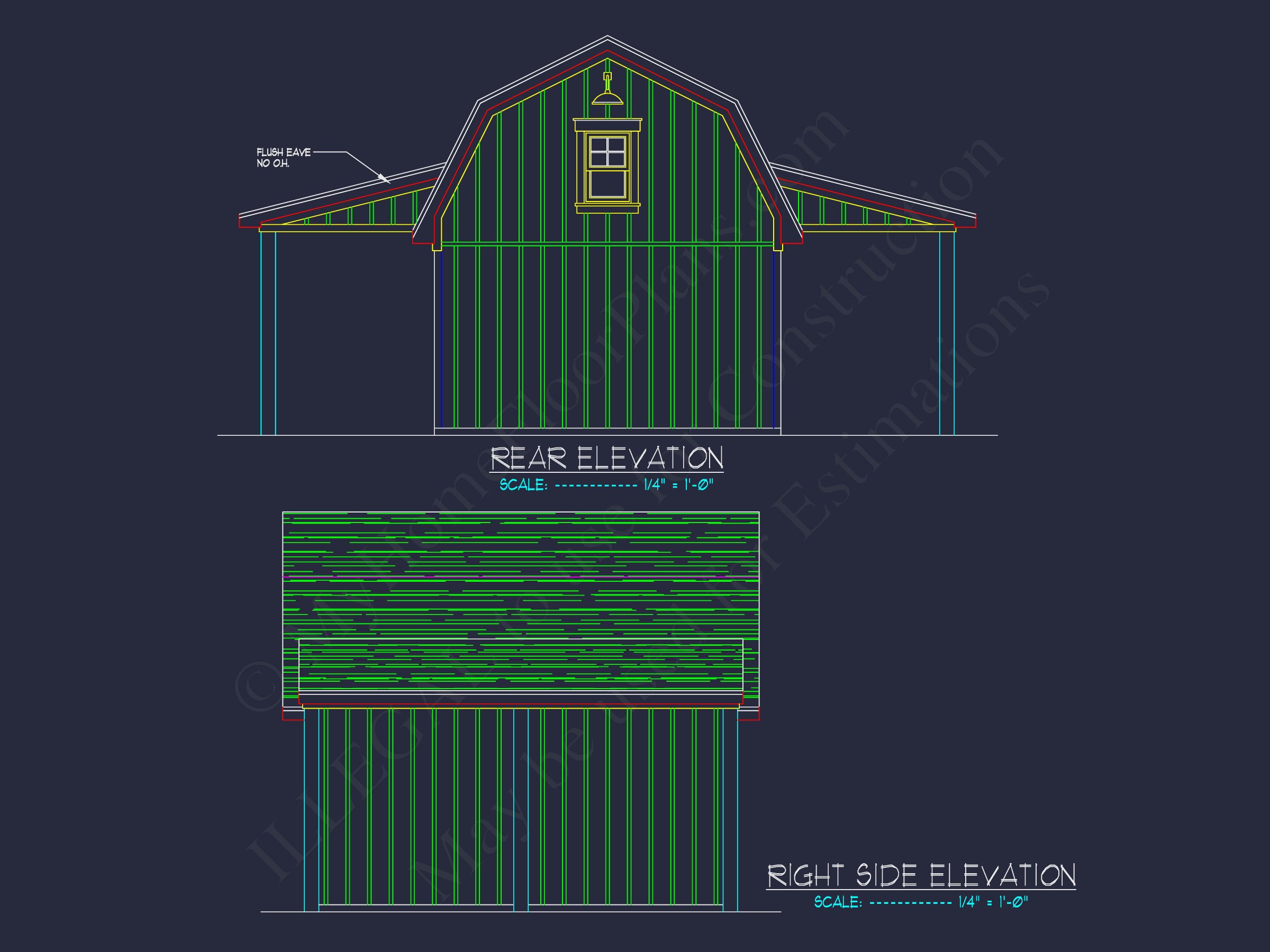 Barn Shed house Plan with Detailed CAD Floor Plan Blueprint