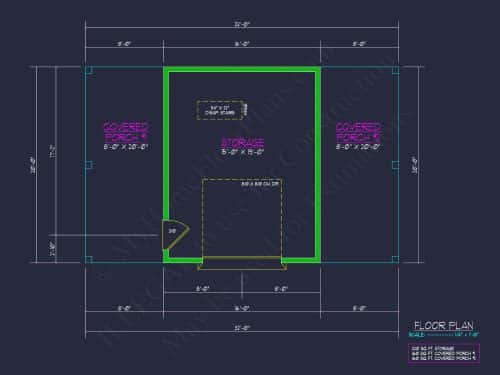 Barn Shed house Plan with Detailed CAD Floor Plan Blueprint