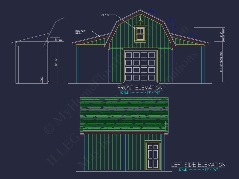 Barn Shed house Plan with Detailed CAD Floor Plan Blueprint