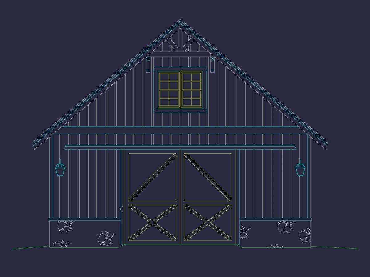 Barn-Style Floor Plan with 2 Garage Bays and Workshop Space