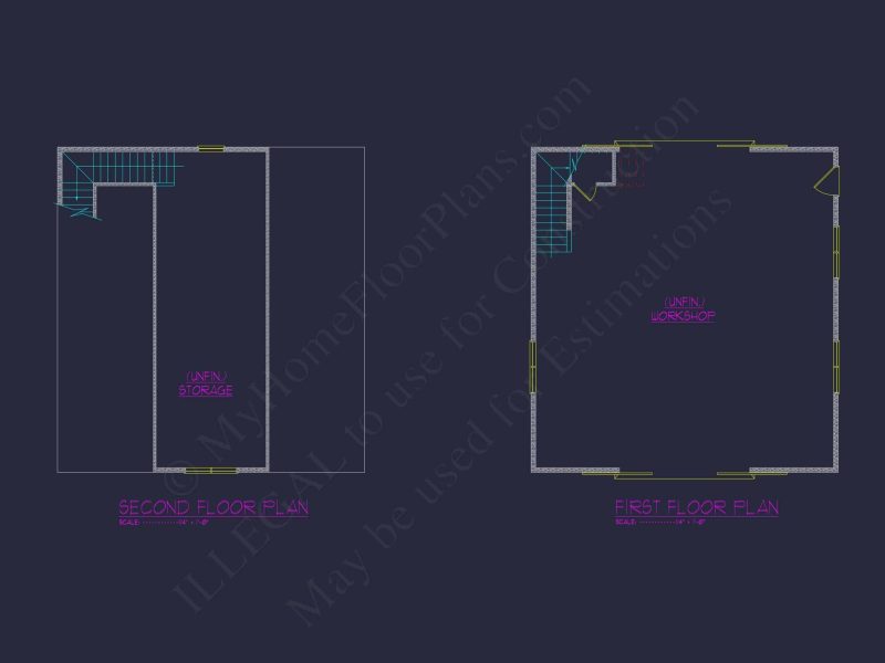 Barn-Style Floor Plan with 2 Garage Bays and Workshop Space