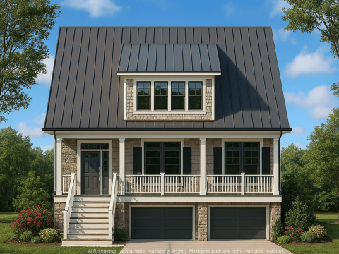 Beach Home Floor Plan with Coastal Designs and CAD Blueprint