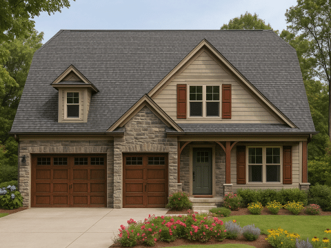 Beautiful 1.5-Story House Floor Plan with CAD Blueprint & Modern Design