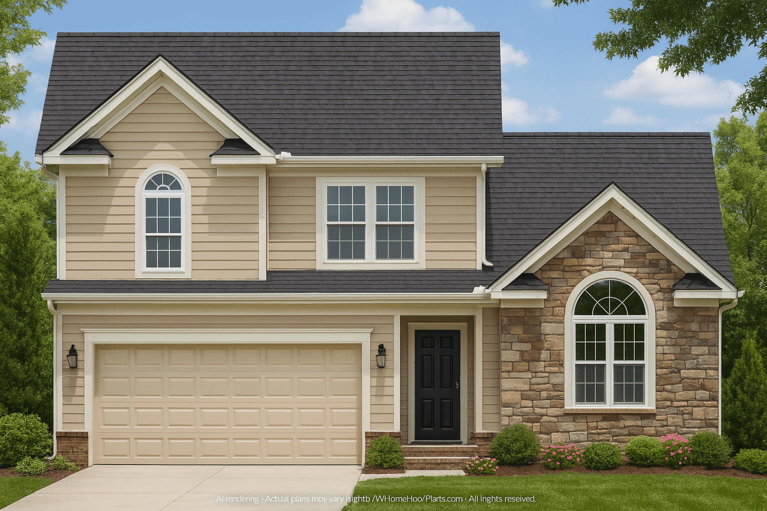 Beautiful 2-Story CAD House Plan with Traditional Suburban Charm