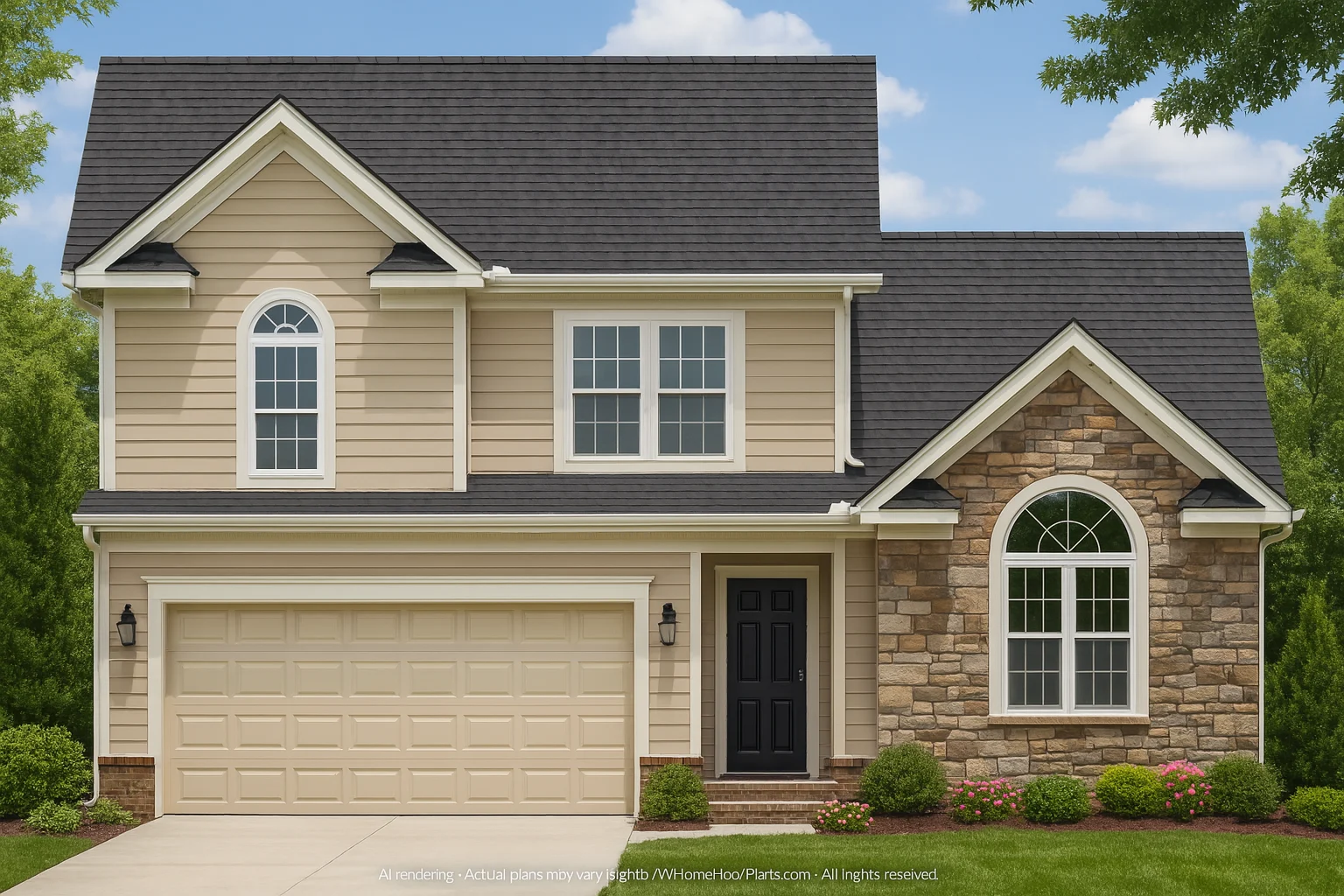 Beautiful 2-Story CAD House Plan with Traditional Suburban Charm