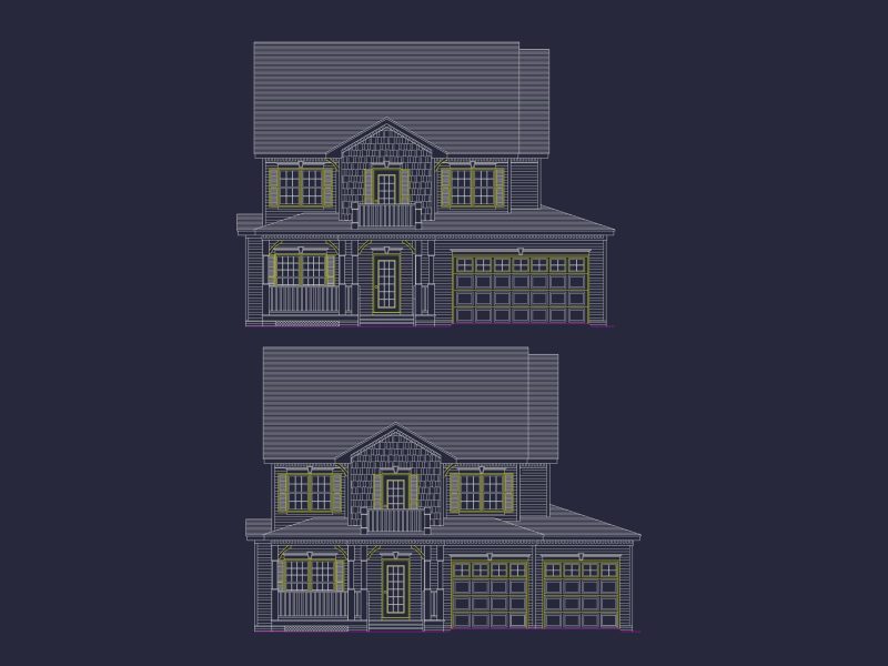 Beautiful 2-Story Home Floor Plan with 3 Bedrooms and CAD Designs