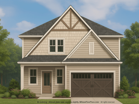 Beautiful 2-Story Home Plan with Open Floor and CAD Blueprint
