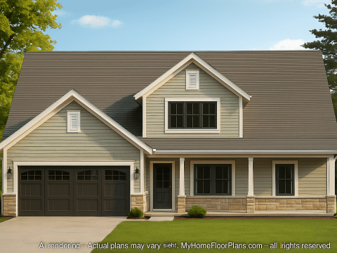 Beautiful 2-Story House Plan with Vaulted Ceilings & Bonus Room