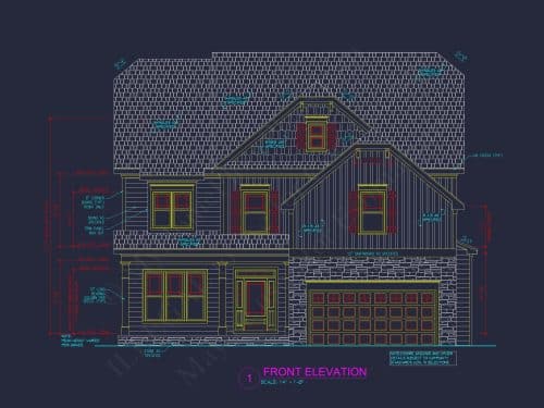Beautiful 4-Bedroom Home Plan with Open Floor Designs & CAD Blueprint