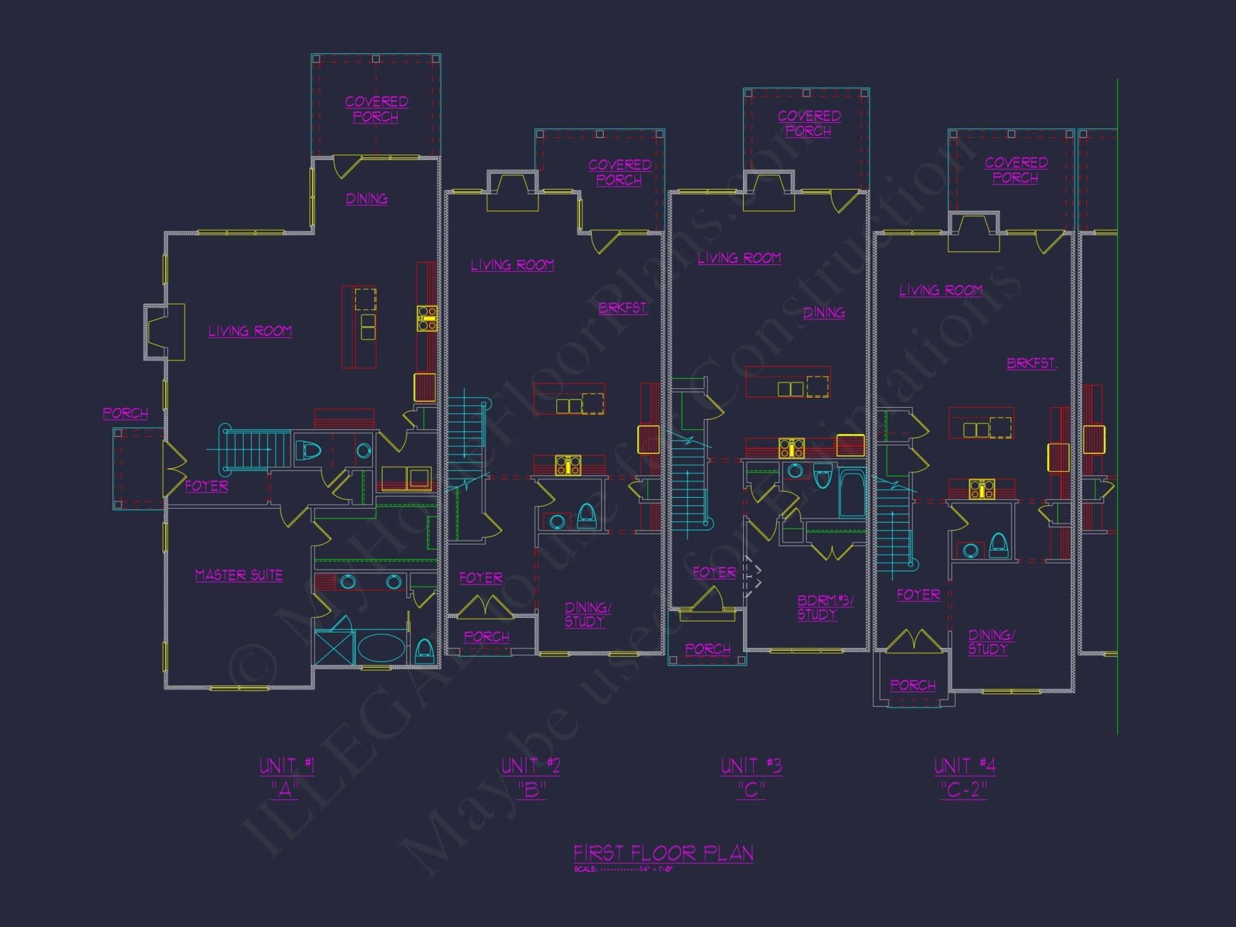Beautiful Multi-Unit House Plan with CAD Blueprints & Traditional Design
