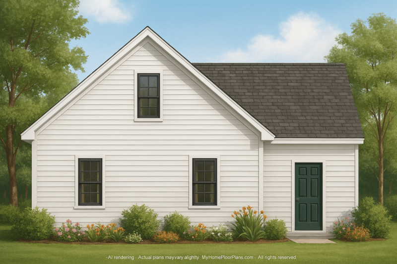 Charming 1-Bedroom Small Home Plan with Open Floor Layout & CAD Designs