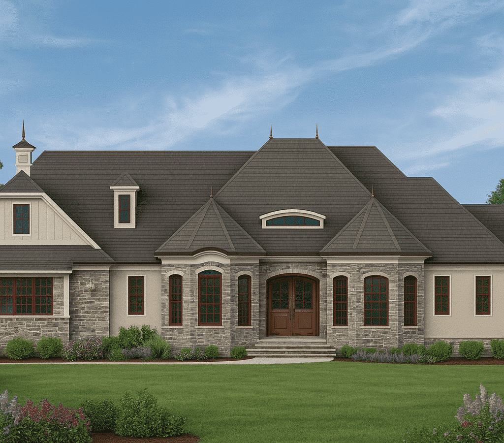 Charming 1.5-Story House Plan with French Country Architecture