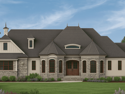 Charming 1.5-Story House Plan with French Country Architecture