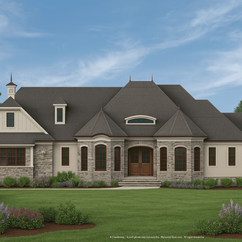 Charming 1.5-Story House Plan with French Country Architecture