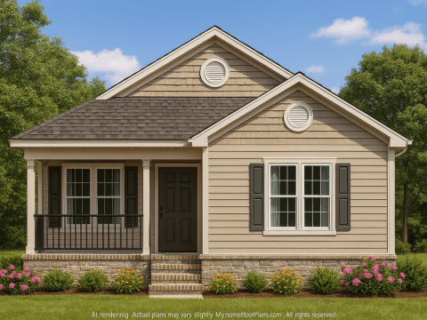 Charming 1080 Sq Ft Home Plan with Bungalow Style