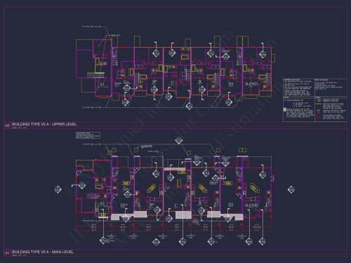 Charming 2-Story 6-Unit Townhome Plan with Craftsman Style & Efficient Layout