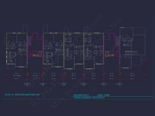 Charming 2-Story 6-Unit Townhome Plan with Craftsman Style & Efficient Layout