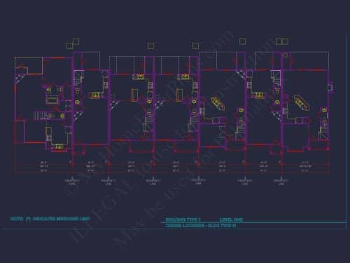 Charming 2-Story 6-Unit Townhome Plan with Craftsman Style & Efficient Layout