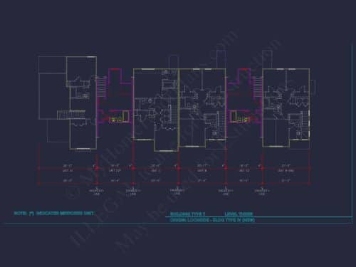 Charming 2-Story 6-Unit Townhome Plan with Craftsman Style & Efficient Layout