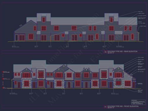 Charming 2-Story 6-Unit Townhome Plan with Craftsman Style & Efficient Layout