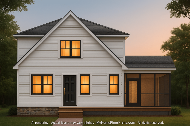 Charming 2-Story House Plan with 3 Bedrooms and CAD Designs