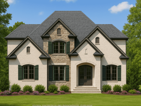 Charming 2-Story House Plan with Brick Exterior & Courtyard Living