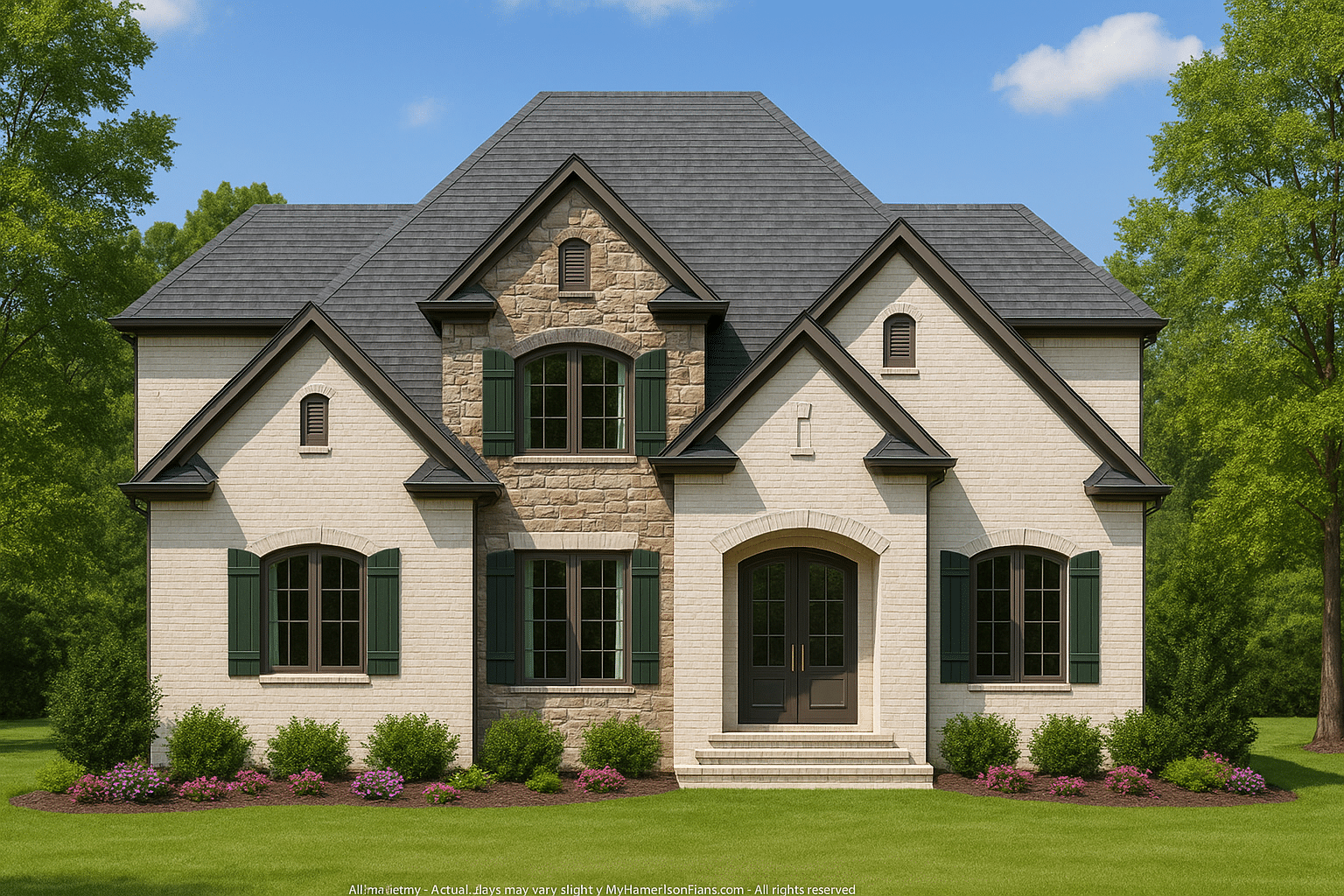 Charming 2-Story House Plan with Brick Exterior & Courtyard Living