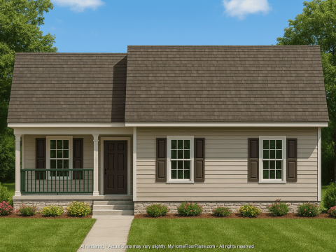 Charming 3-Bedroom Home Plan with Brick Exterior and Modern Layout