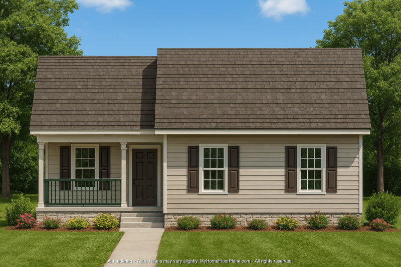 Charming 3-Bedroom Home Plan with Brick Exterior and Modern Layout
