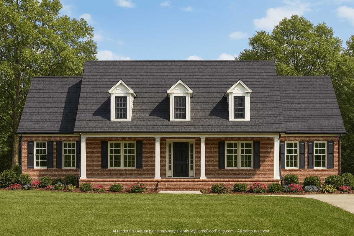 Charming Colonial Farmhouse Plan with 2-Story Layout & Classic Curb Appeal