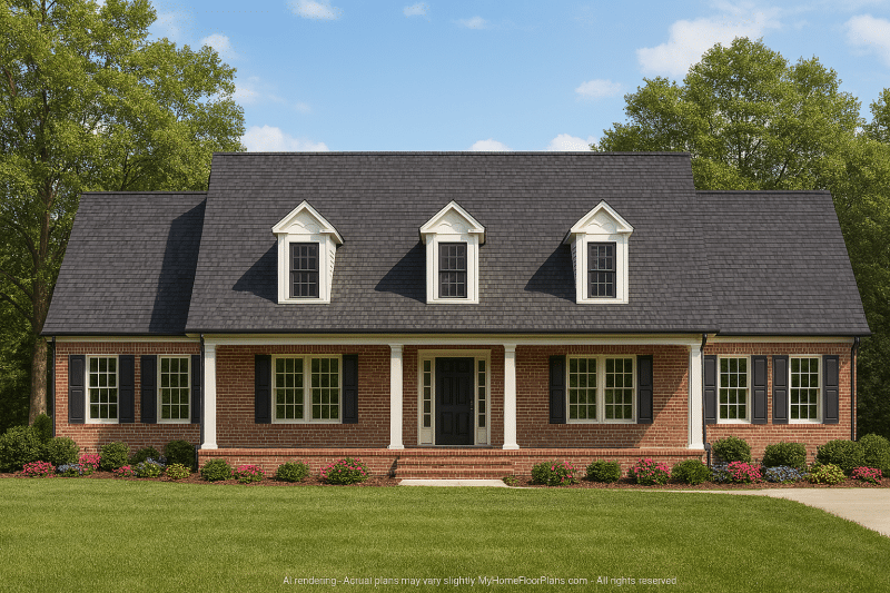 Charming Colonial Farmhouse Plan with 2-Story Layout & Classic Curb Appeal