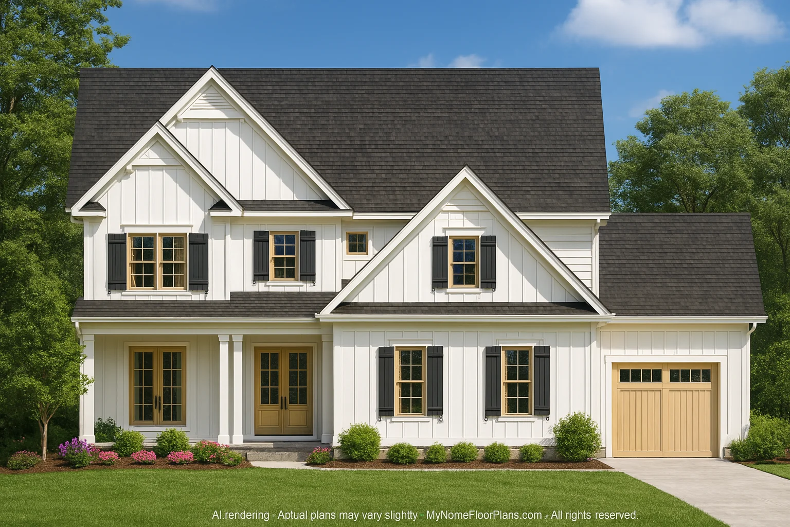 Charming Farmhouse Home Plan with 3-Story Architecture & CAD Designs