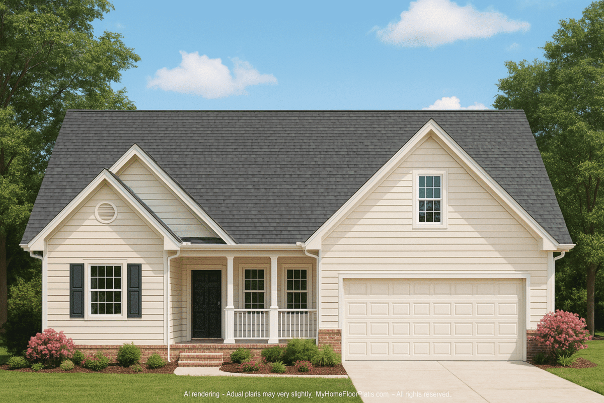 Charming Home Plan Blueprint Design with 1.5 Floors & Garage