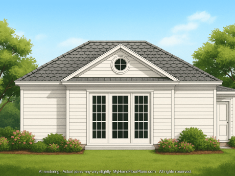 Charming Pool House Plan with Vaulted Ceilings & CAD Blueprints
