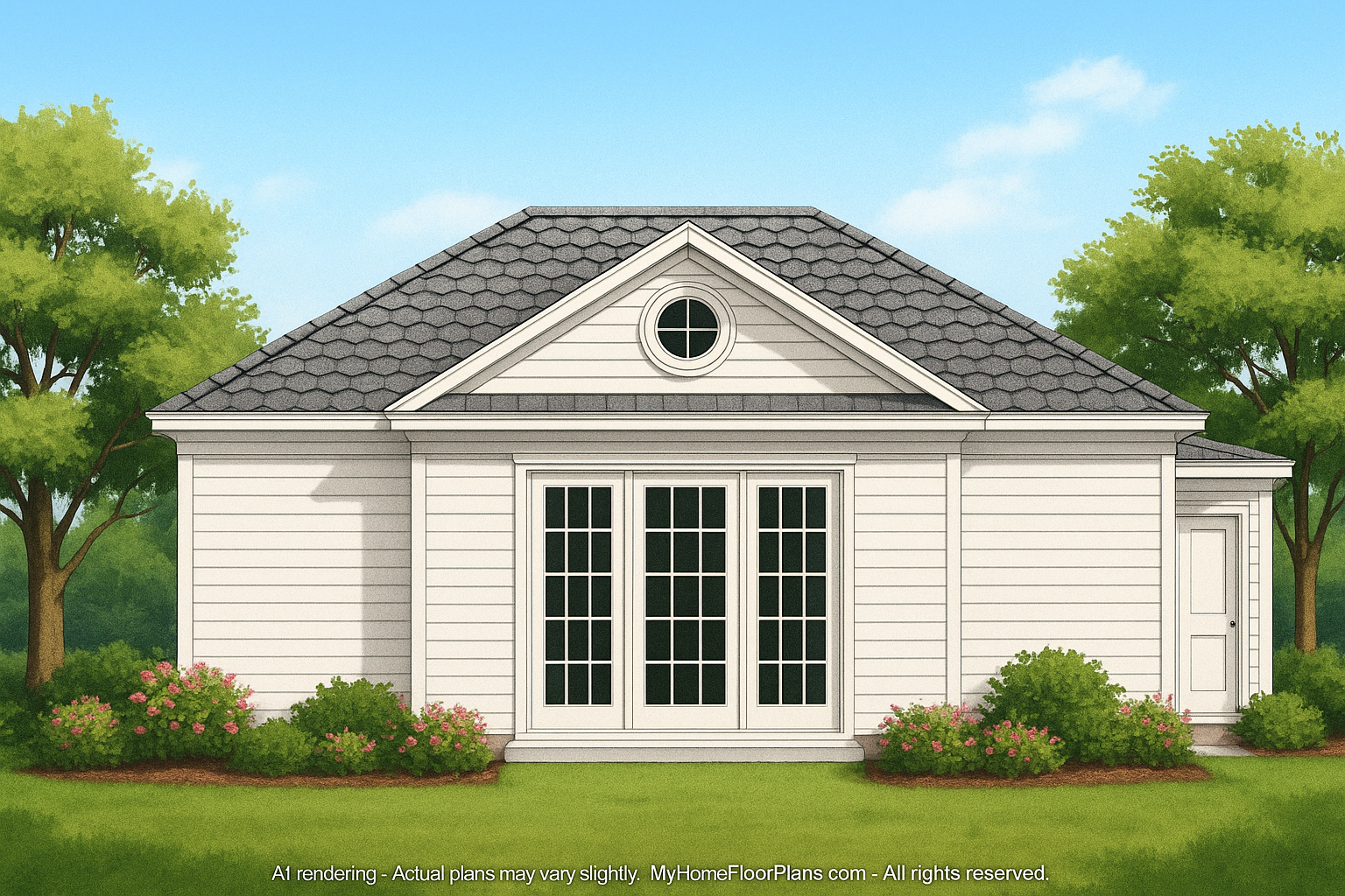 Charming Pool House Plan with Vaulted Ceilings & CAD Blueprints