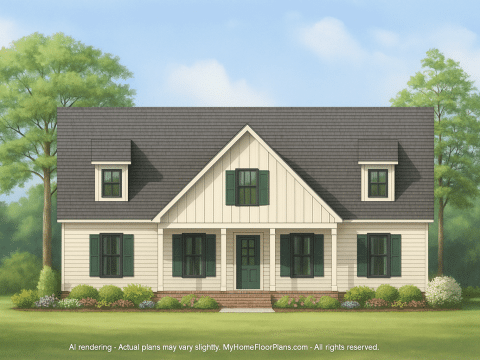 Charming Traditional Country House Plan with 1.5 Stories & Open Layout
