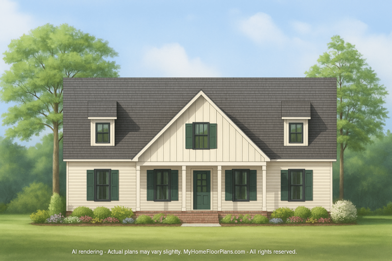 Charming Traditional Country House Plan with 1.5 Stories & Open Layout