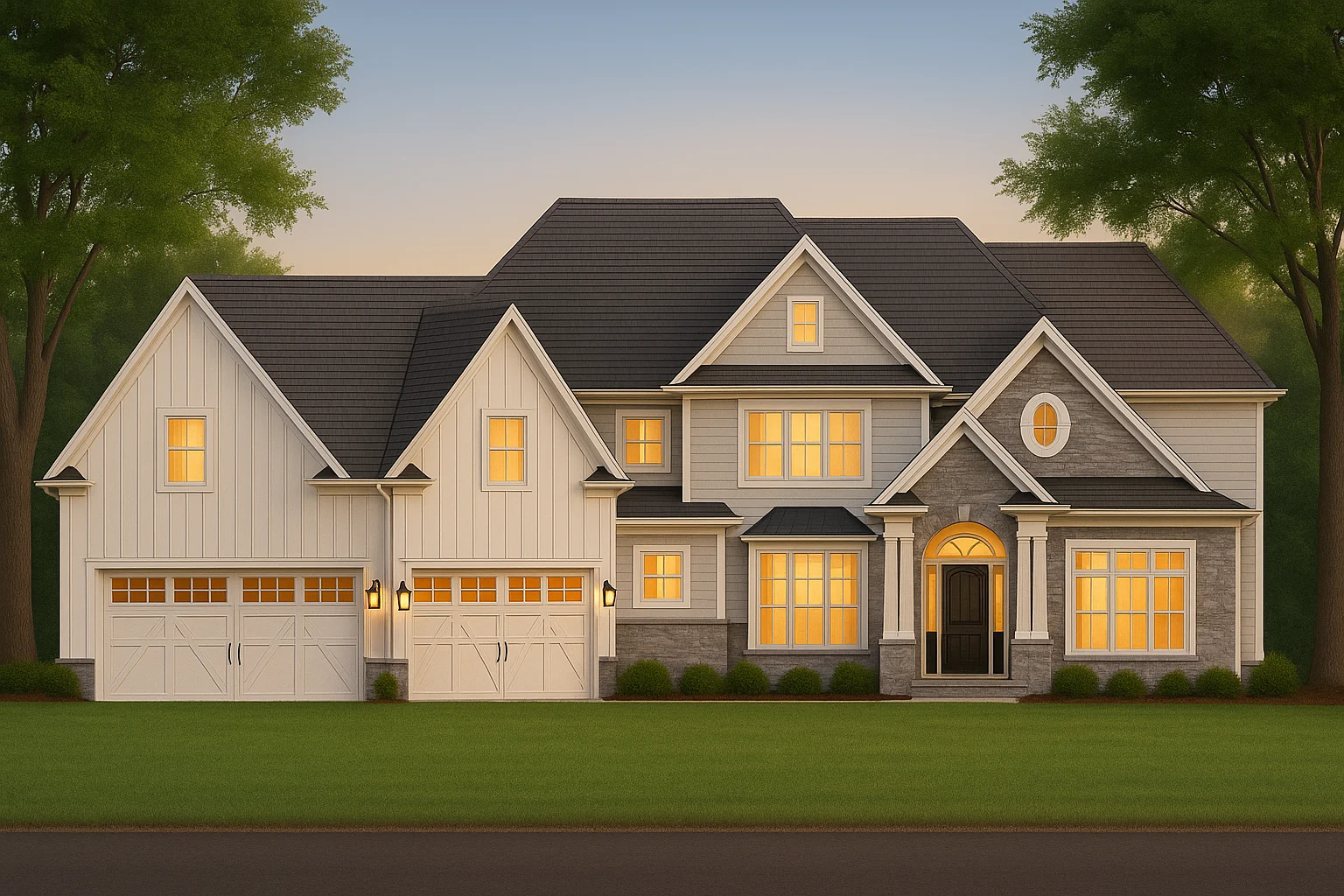 Make the house realistic, landscape orientation, and display entire house. Do not cut off right or left side of house!