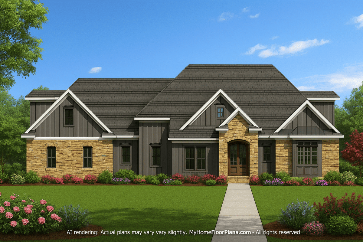 IMPORTANT Make the house as realistic as possible, landscape orientation, and display entire house. Do not cut off right or left side of house!
